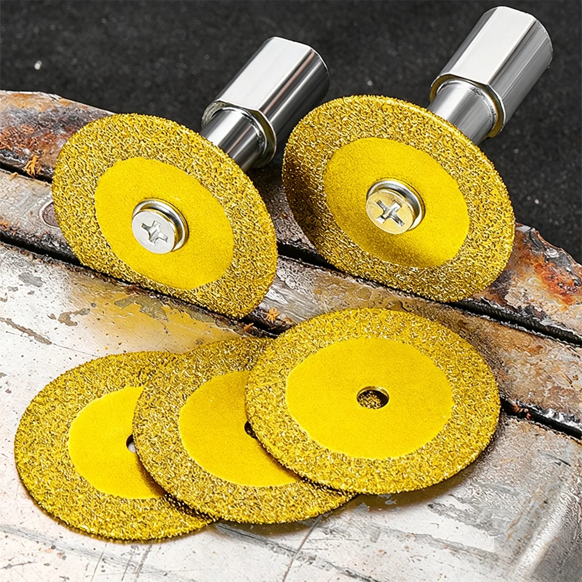 Two-Piece Diamond Cutting Wheel Saw Blade Set, with Diamond Grinding Disc, Suitable for Cutting Metal, Stone, Glass, and Jade.