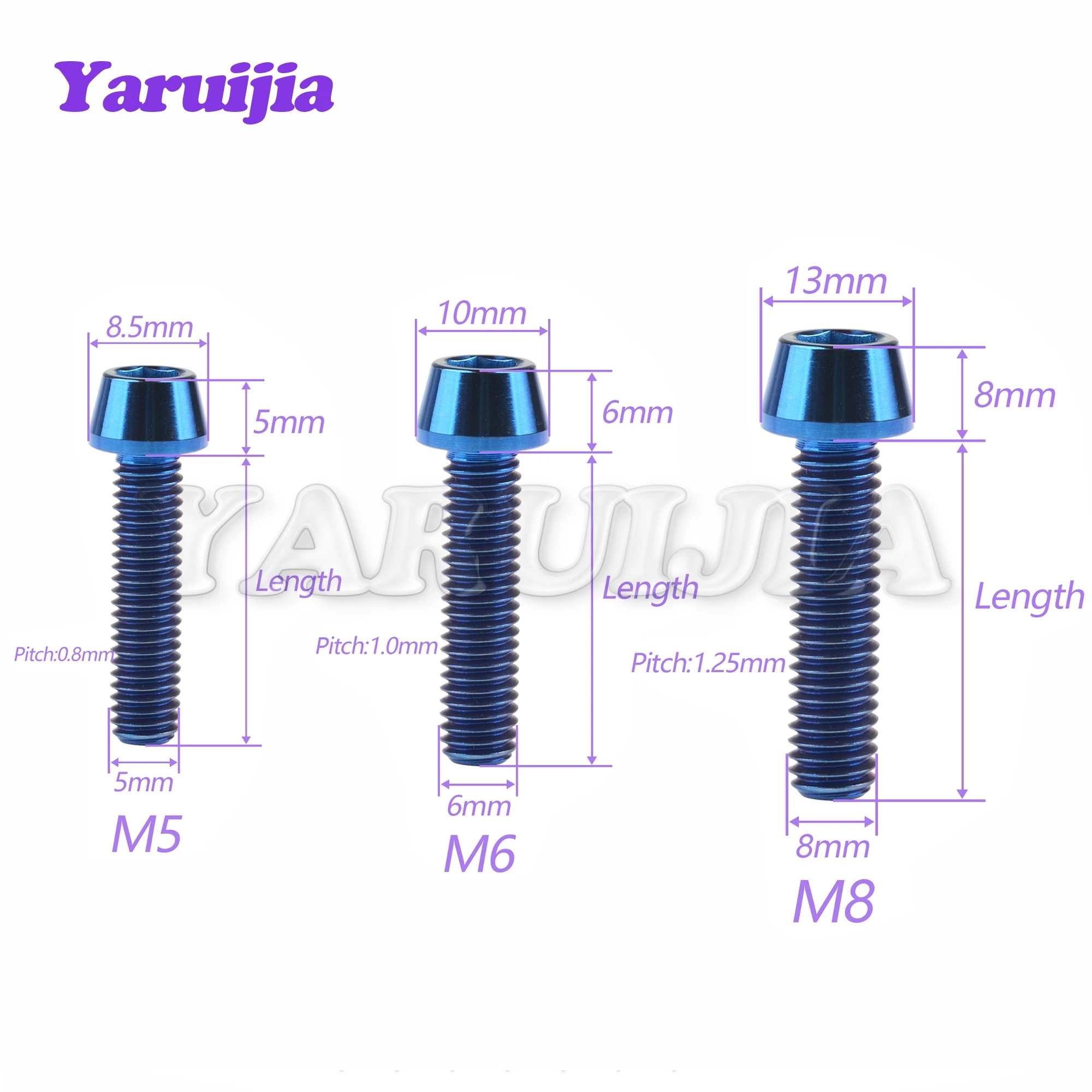 Titanium Ti M5/M6/M8x9/10/15/16/18/20/25/30/35~65mm Allen Key Taper Head Bolt Screw for Bicycle Stem Seatpost Bicycle Parts GR5