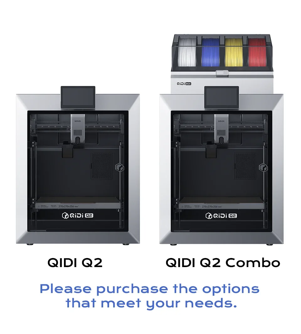 Impressora 3D Original QIDI Q2 ou Q2 Combo, Impressora 3D Rápida CoreXY Enclausurada 370 ° C Hotend 65 ° Câmara C Multi-Material Pronta para Uso