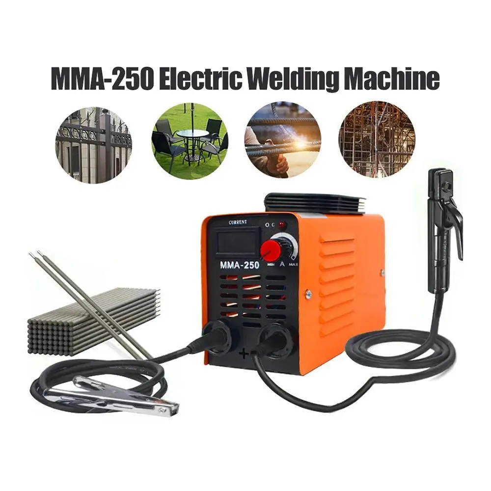 MMA-250 Portable Welding Machine Inverter Arc Electric Welder Current Adjustable Compact Welding Machine With Tools Storage Box