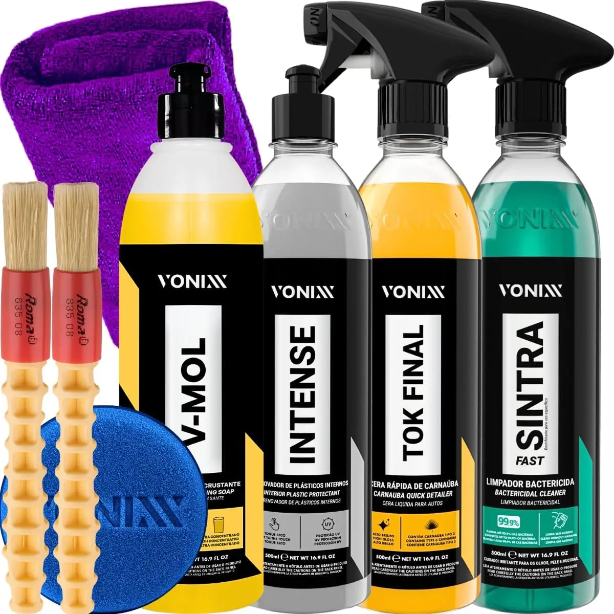 Full Car Cleaning Kit Vonixx Wax Carnauba Tok Final V-mol Plastic Revitalizer intense Sintra fast