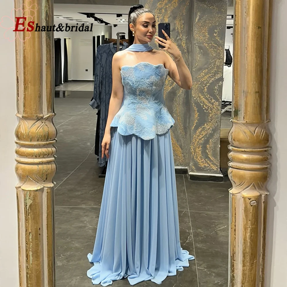 

Elegant A-line Dubai Arabia Occasion Evening Dress for Women Luxury Beaded Long Formal Prom Wedding Party Gown 2025 Customized