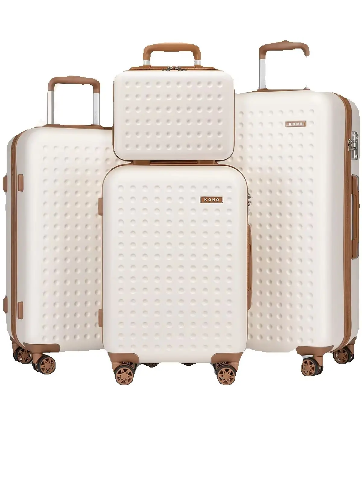 KONO 4-teiliges Reisekofferset aus ABS+PC Hartschale, stabiler Trolley mit TSA-Zahlenschloss und vier geräuscharmen 360° Lenkrollen für Flug- und Familienreisen