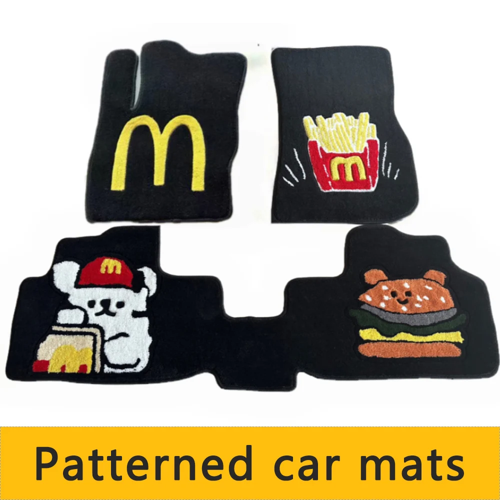 Personalized car mats with pattern floor mats customized non-slip single-layer design car floor mats full set of cartoon pattern