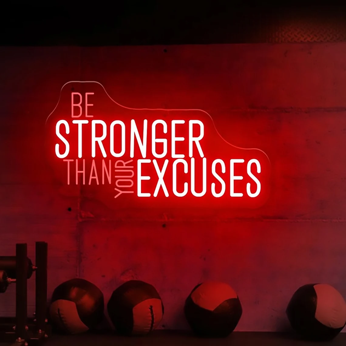 Be Stronger Than Your Excuses Neon Sign Gym Wall Neon Sign Gym Exercise Motivational Sign Fitness Center Decor Office Gym
