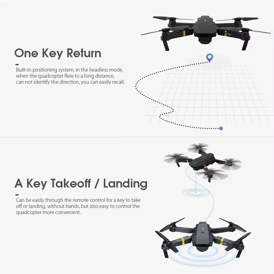 E58 Quadcopter Hd Wifi Fpv Drone 1080P Single Camera Altitude Hold Rc Foldable Drone Helicopter Gift Toy Aerial Photography
