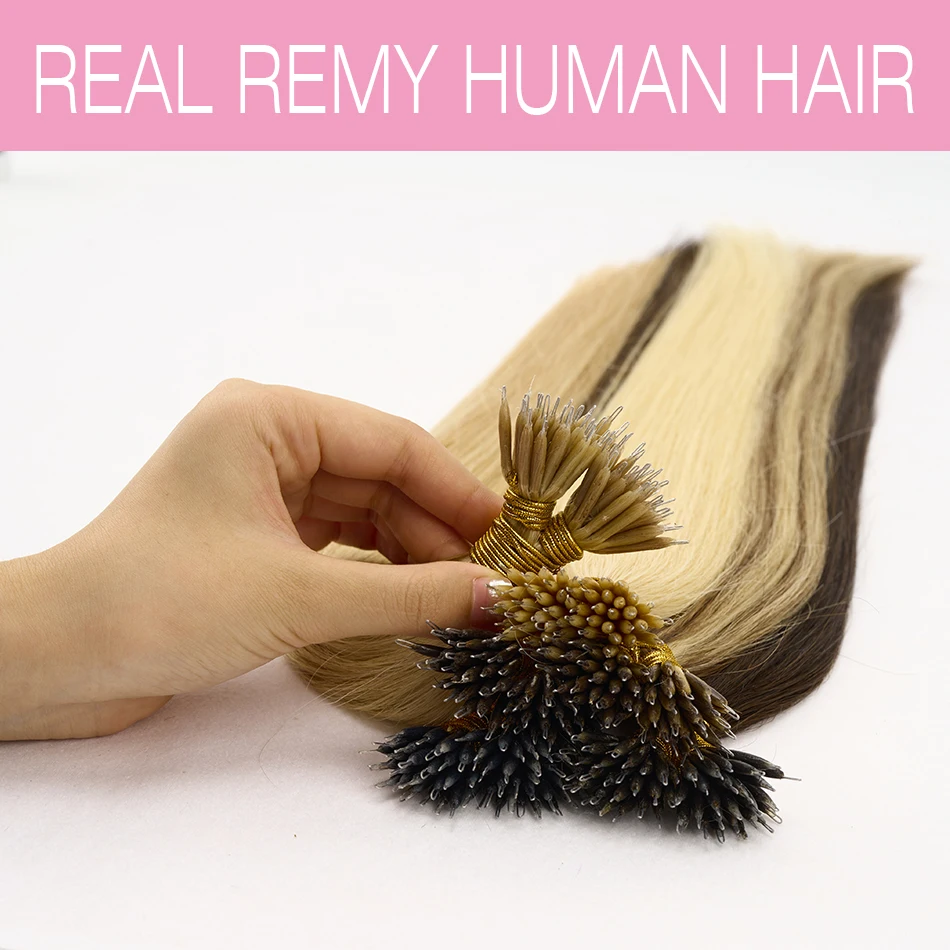 Straight Nano Ring Hair Extensions 100% Real Human Hair Remy Hair Micro Ring Brazilian Hair Extensions 12-26Inch For Women