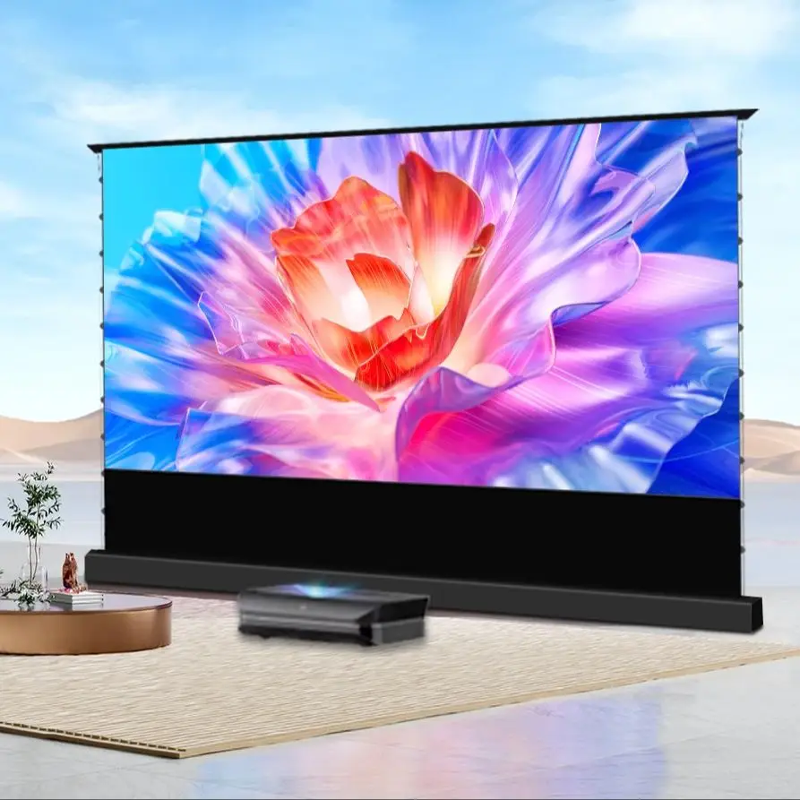 72''-150''Motorized Floor Rising Projector Screen T-Prism ALR Ultra Short Throw Screen for AWOL Formovie Hisense Laser Projector