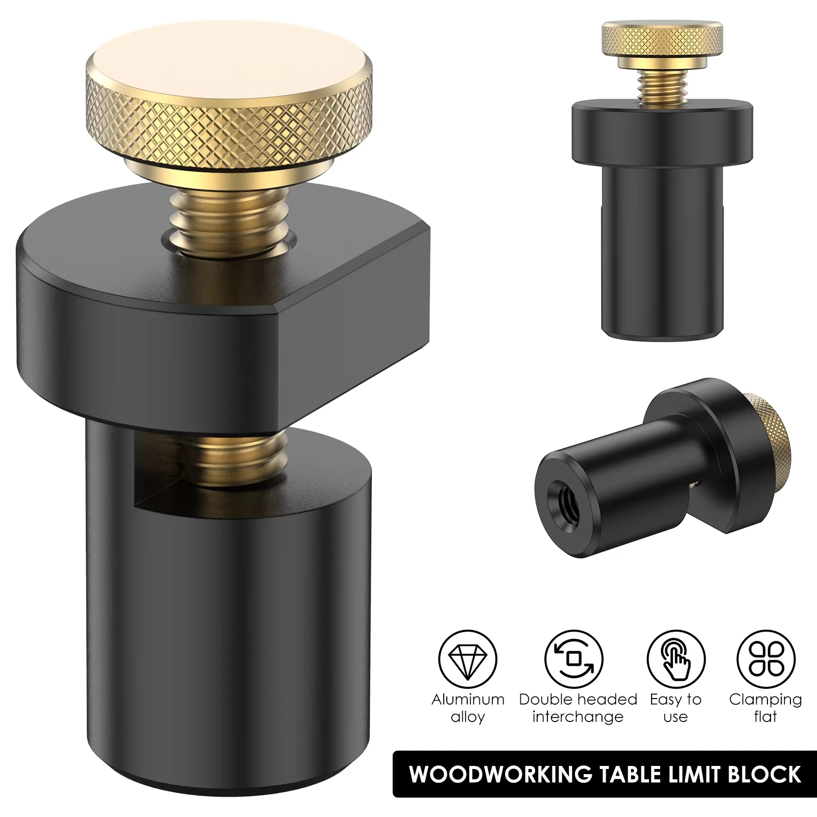 2PCS 19/20mm Bench Clamp Aluminum Alloy Bench Dog Woodworking Table Stop Workbench Dogs Stops for MFT Tables DIY Projects