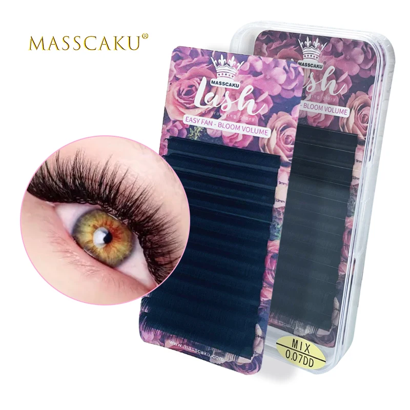 

MASSCAKU Camellia Blooming False Eyelashes Extensions Natural Soft Auto Fan Magnetic Individual Lashes Faux Mink Silk Fake Lash