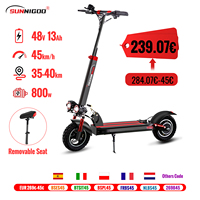 SUNNIGOO Electric Scooter For Adult 10 inch Off-Road 48V Lithium Battery Max Speed ​​45km/h Removable Seat Foldable E Scooter