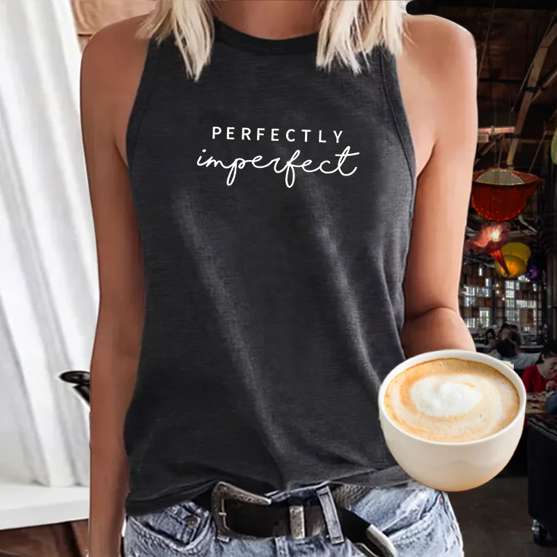 Perfectly Intersect Fashion Sports Women's Tank Top Loose O Neck Sleeveless Casual Tank Top For lothing