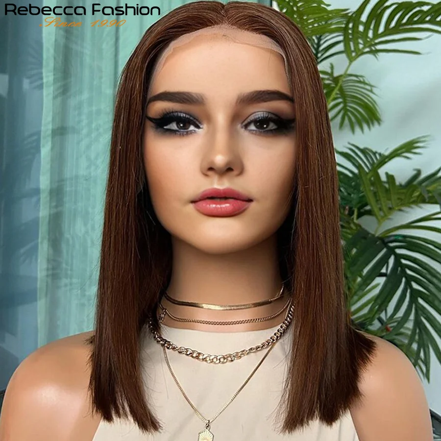 13x5 Chocolate Brown Straight Lace Front Wig 180% Hd Transparent Lace Frontal Wig Pre Plucked Colored Human Hair Wigs For Women