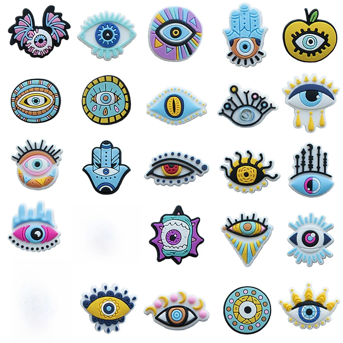 Breloques de chaussures œil du diable pour crocs, accessoires, sabots, diapositives à bulles, décoration de chaussures, broche à boucle, cadeaux de fête pour femmes