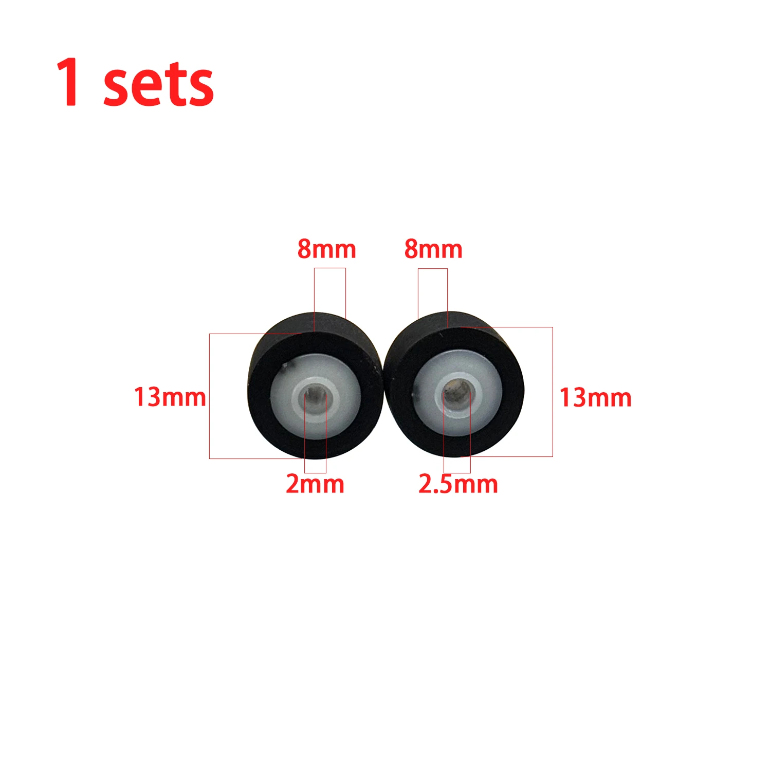 Pinch Roller fits Cassette Deck or Boombox 13 x 8 x 2mm and 13 x 8 x 2.5mm Set of 2 pcs