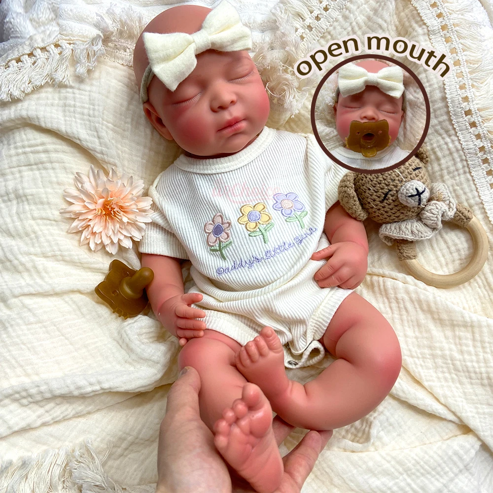 

Full Body Silicone Reborn Baby Doll Waterproof Soft Real Touch 17”/44cm Lifelike Toy for Anxiety Relief Collection Festival Gift