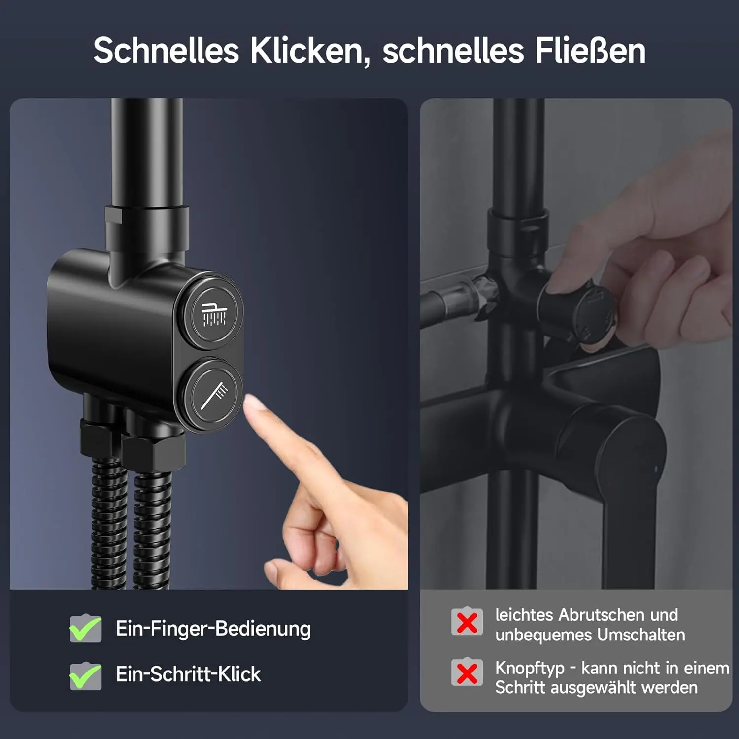 Picture 5: Black shower System with Rack-30x30 cm Square Rain shower Hand shower 3 Modes Brass Converters shower Set Without Faucet