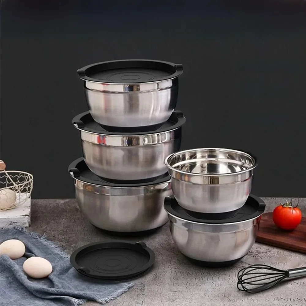Ensemble de bols en acier inoxydable avec bases coordonnantes, cuisson, nidification, stockage, veds, Assad, 1 pièce