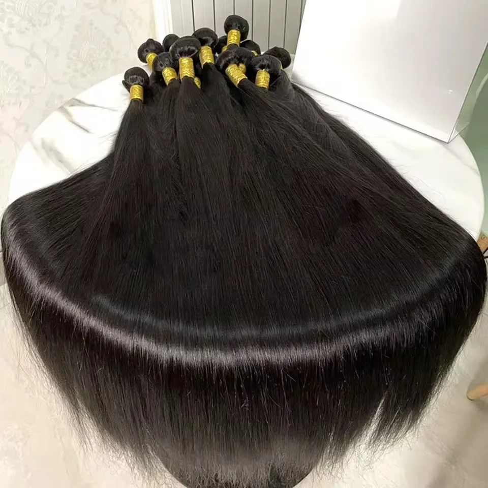 Extensiones de cabello humano Wiglovie Bone liso y crudo, 100% cabello virgen peruano sin procesar, mechones dobles, extensiones de tejido para mujeres