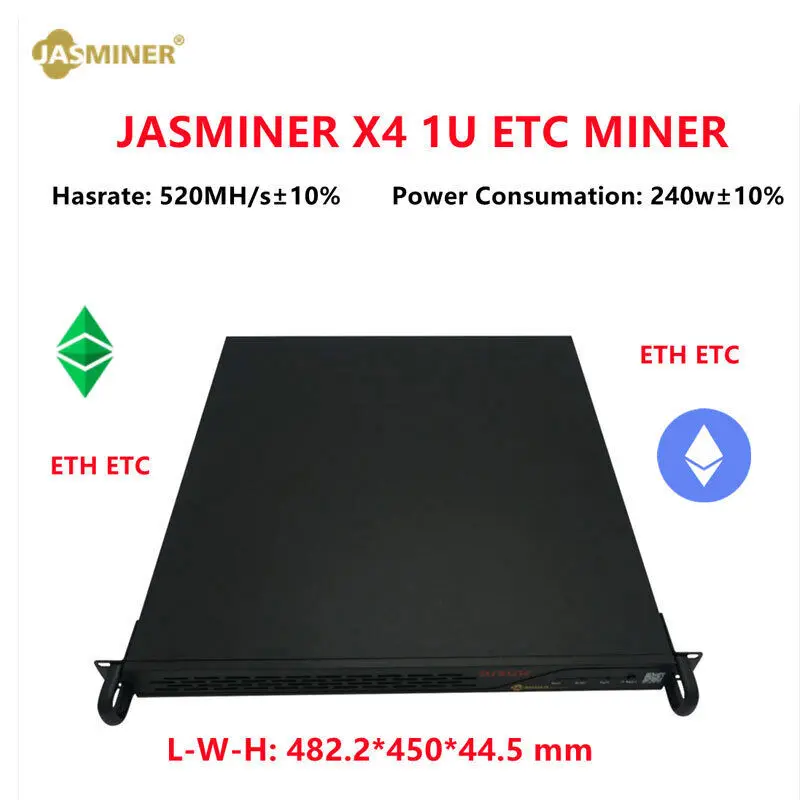 

AJ New Jasminer X4 1U ETH/ETC Miner 520mh/s 240w