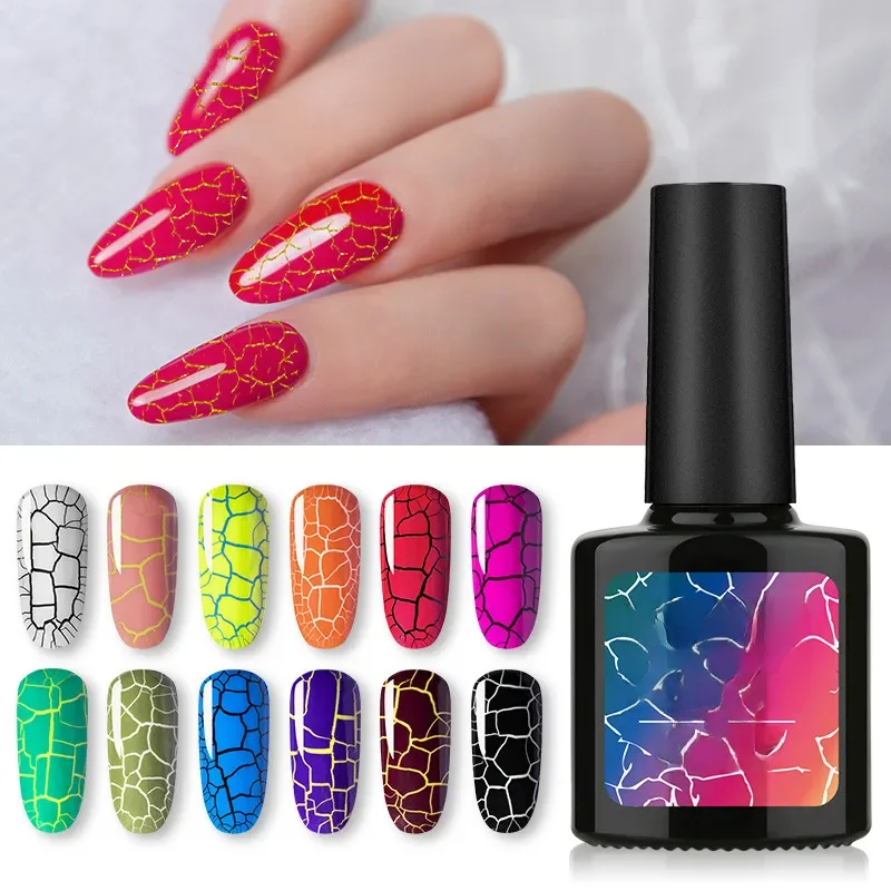 Vernis à ongles craquelé à séchage rapide, Gel de manucure UV Semi-Permanent, couche de Base et de finition
