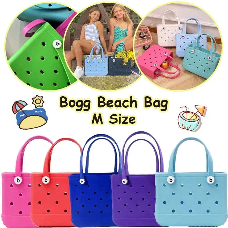 Mini Bogg Bag for Kids Beach Bogg Bag Waterproof Summer Storage EVA Rubber Beach Basket Women Handbag Small Cute Jelly Bogg Tote