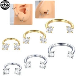 1PC Implant Titanium Horseshoe Nose Ring Piercings Zircon Septum Hoop Piercings Ear Cartilage Tragus Eyebrow Lip Daith Jewelry