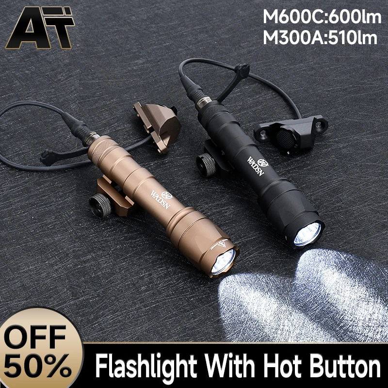 

WADSN M600C M300A M600 M300 Tactical Powerful Flashlight White LED Light Weapon Scout Light Fit 20mm Rail Airsoft Accessories