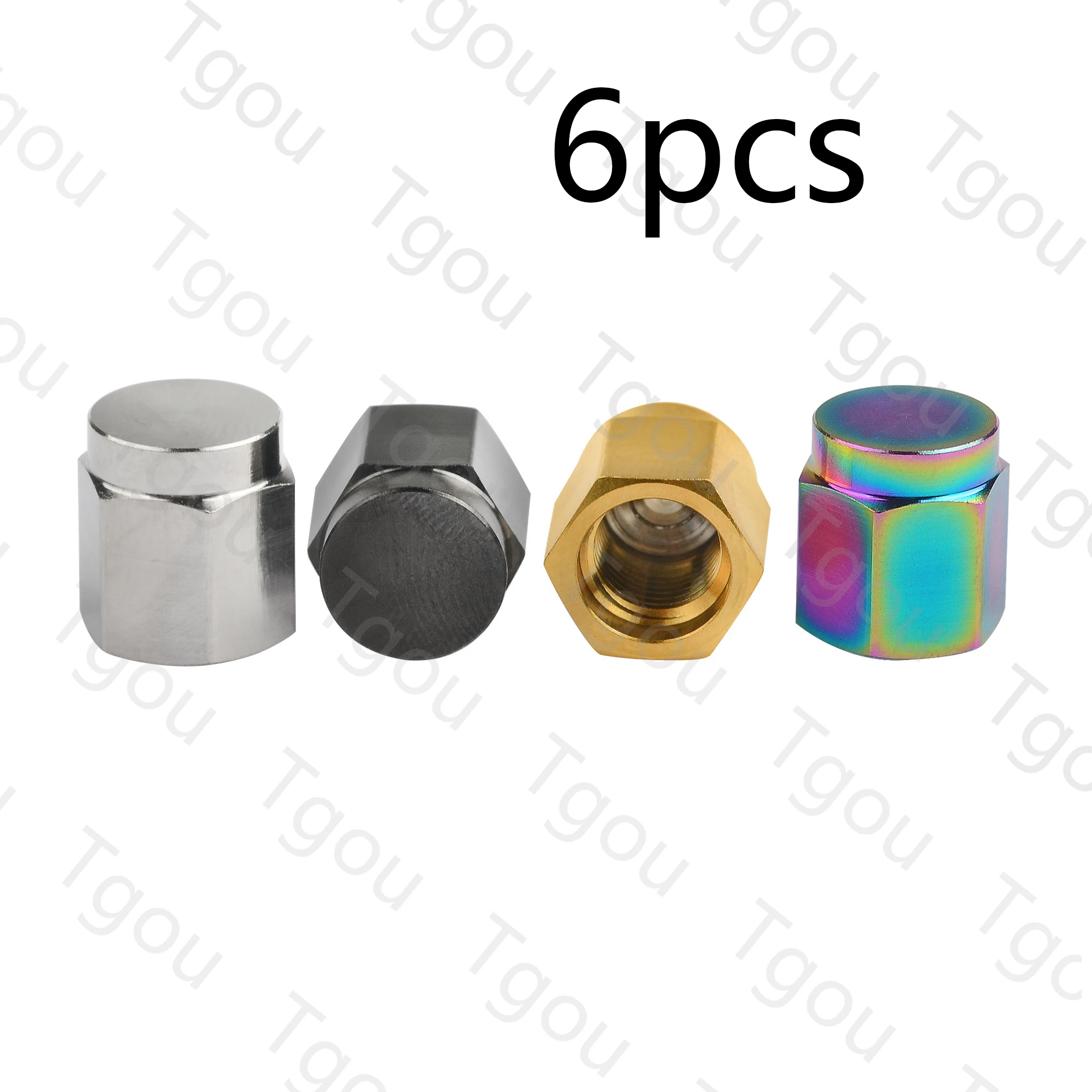 Tgou Titanium Hex Tire Presta Valve Caps for Auto Bike Motorcycle 6pcs | Dust Proof| Hexagon Design