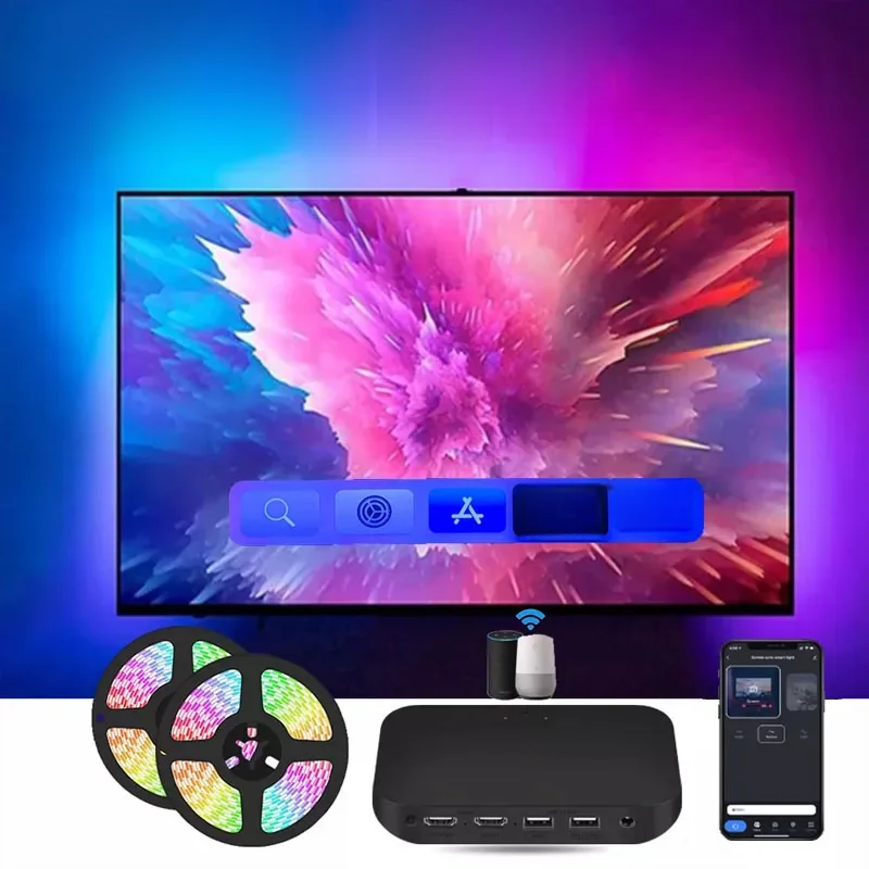 Smart Ambient TV Led-hintergrundbeleuchtung Für 4K HDMI 2,0/HDMI 2,1 Sync Box Led Streifen Lichter Kit wifi Alexa Stimme Google Assistent Steuerung