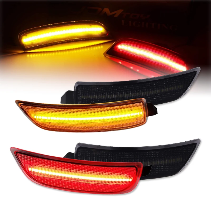 LED Side Marker Lights Assembly Smoked Lens for 2016-2023 Mazda MX-5 Miata ND Front Amber & Rear Red Fender Side Marker Lamp