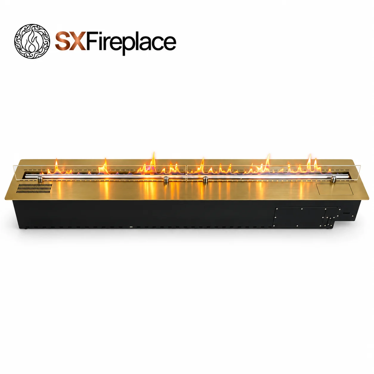 SXFireplace SXKT Smart Flame Fireplace Adjustable Real Fire with Remote And App Control 1800mm Titanium Gold SXKT Fireplace
