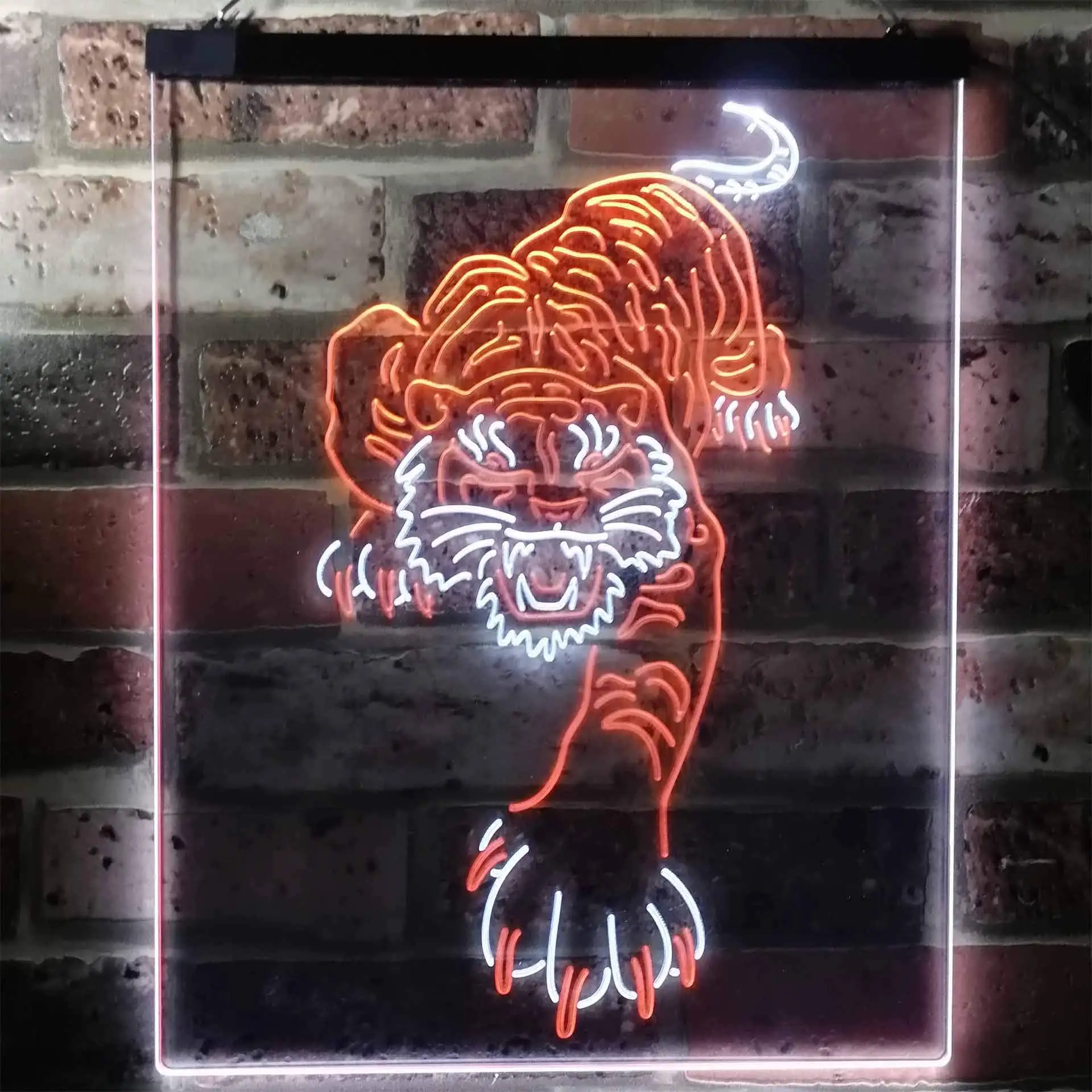 Tigers Man Cave Sport Dual Color LED Neon Sign Tiger Energy Dual Color LED Neon Sign New Year Gift Room Wall Decor