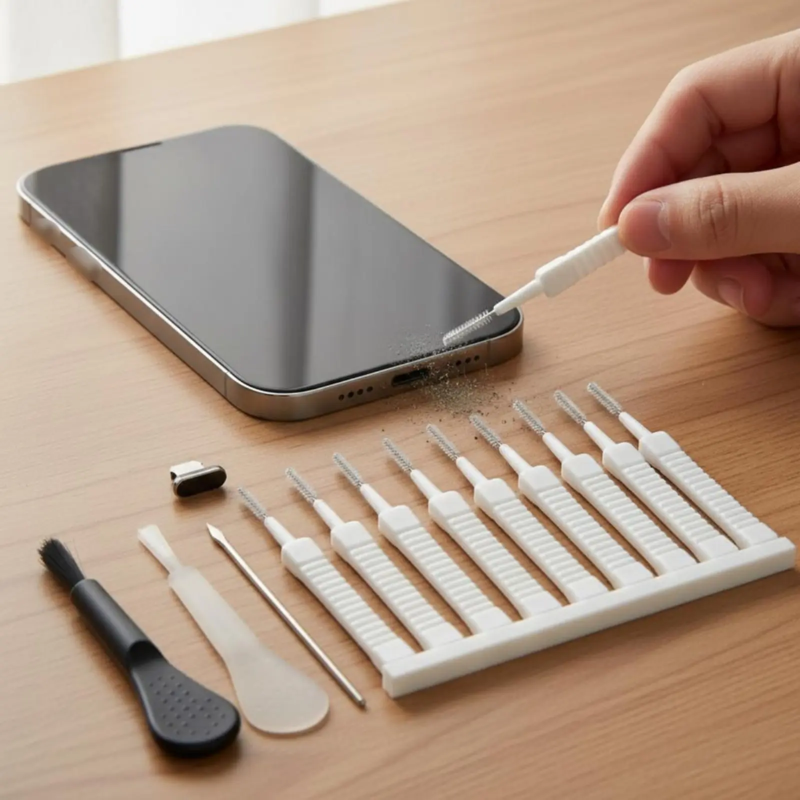 12 Pcs Charging Port Port Cleaner Kit Portable USBcharging Port Cleaning Brush Multi-Use Speaker Dust Cleaner for Travel