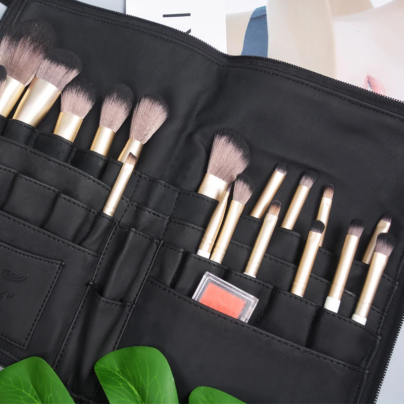 Artist Makeup Brush Waist Bag Foldable Makeup Brushes Holder Organizer PU Cosmetic Pack Professional Make Up Bags Belt Strap