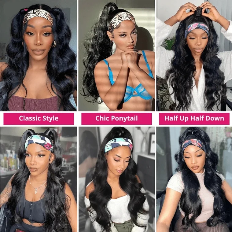 Headband Wig Human Hair Full Machine Made Curly Headband Wig Human Hair Wigs for Women Body Wave Glueless Wig 32 Inches - view 8