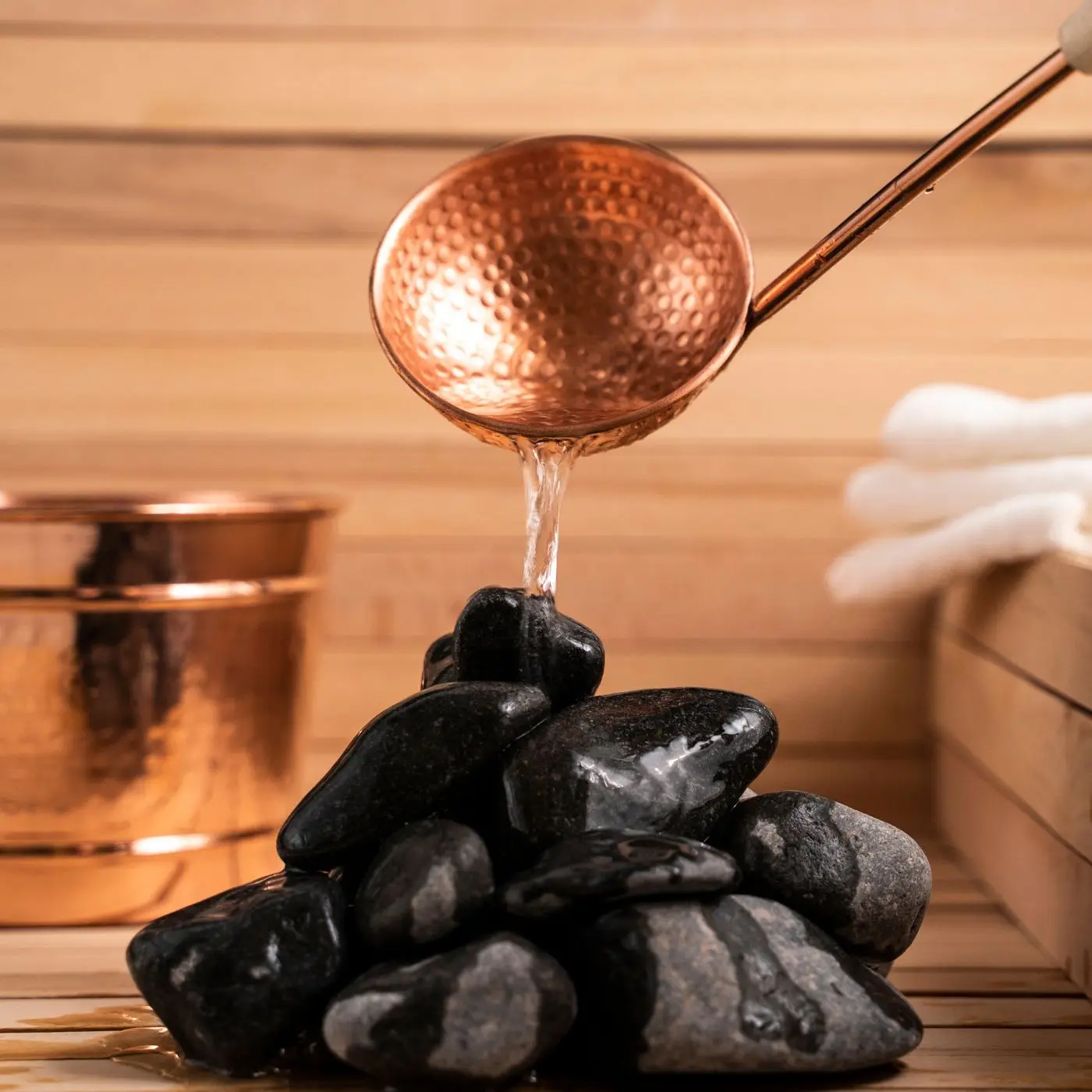 Copper Sauna Bucket and Ladle Set %100 Solid Copper | Handmade Spa Accessories | Hammam Copper Bathroom Accessories