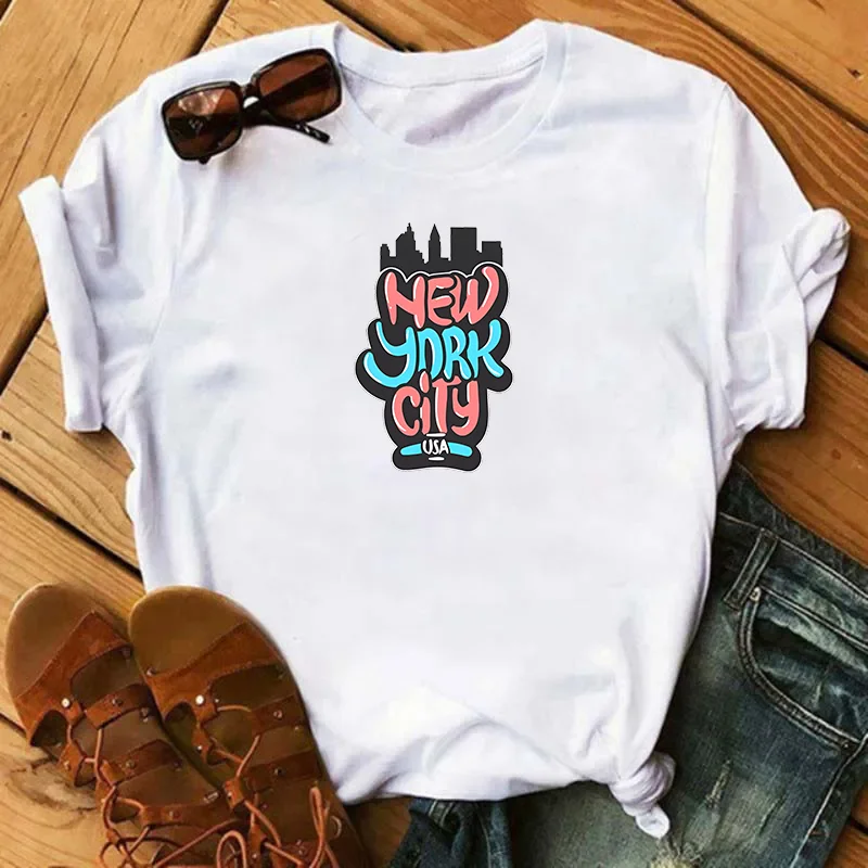 Summer New York City USA City Fashion Sports Women's T-Shirt Harajuku Graphic Clothing Women's Top,Drop Ship