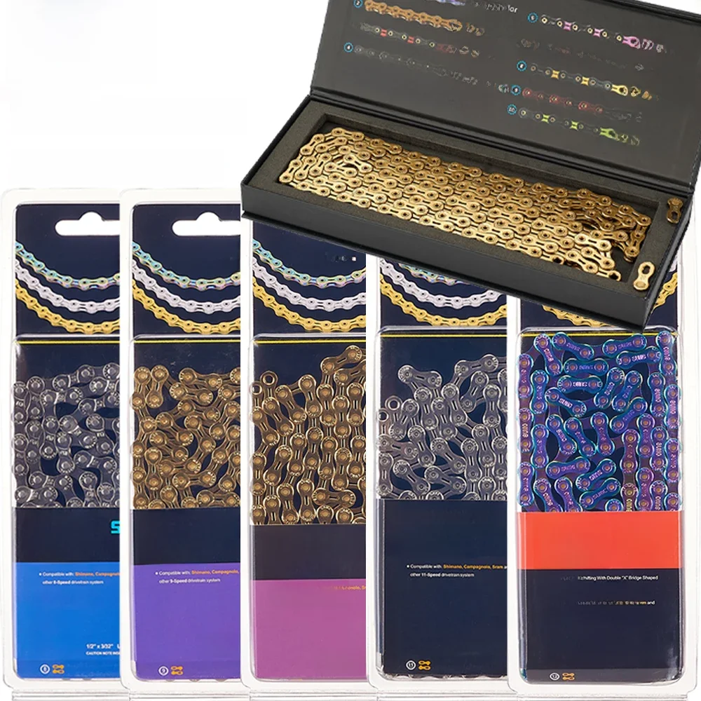 AliExpress Sumc SUMC Bicycle Chain 9 10 11 12 Speed 9s 10s 11s 12s Titanium Ultralight MTB Mountain Road Bike Chains Gold Rainbow Bike Chain