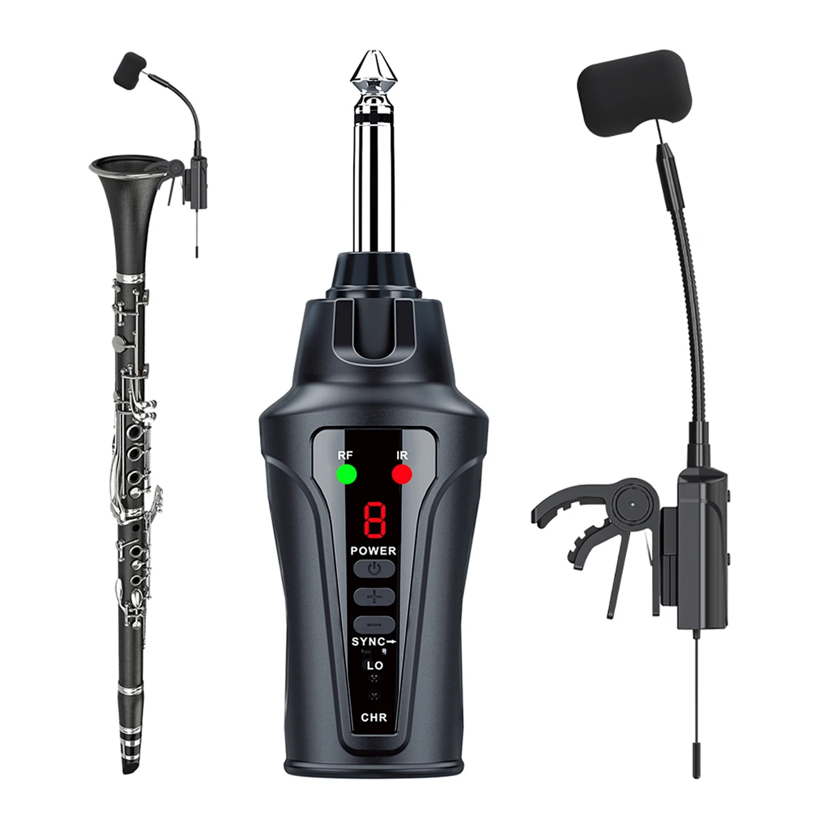 Acemic KT-5 Wireless Clarinet Microphone System, UHF Condenser for Clarinetist Playing Studio Recording Stage Live Performance