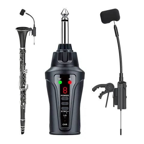 Wireless Clarinet Microphone System UHF Condenser for Clarinetist Playing Studio Recording Stage Live Performance Acemic KT-5