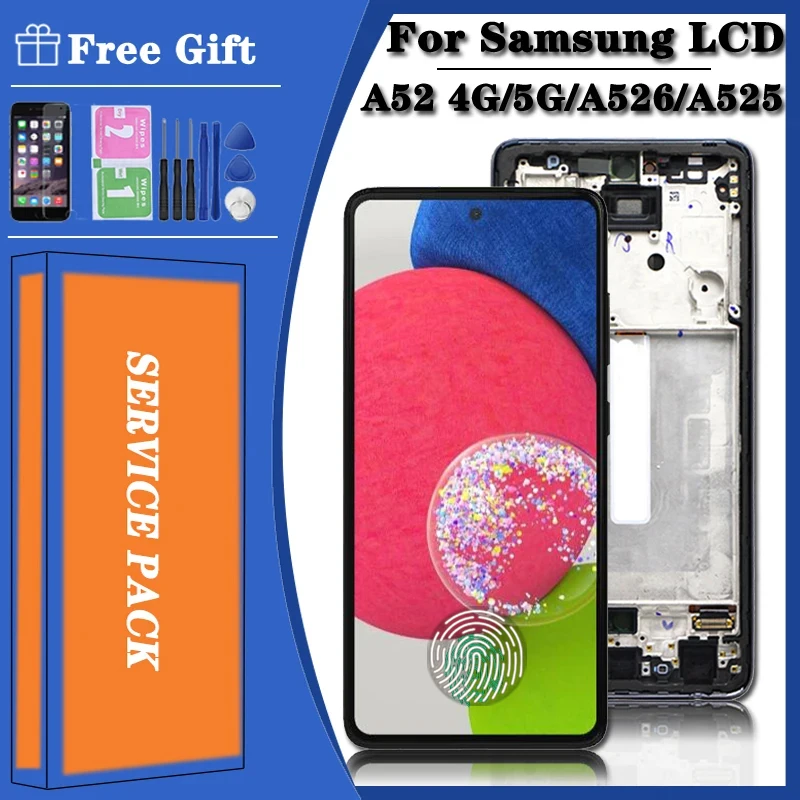 

Super AMOLED For Samsung A52 4G/5G A525 A525M A525F/DS A526 A526B A526B/DS LCD Touch Screen Digitizer Repair Parts