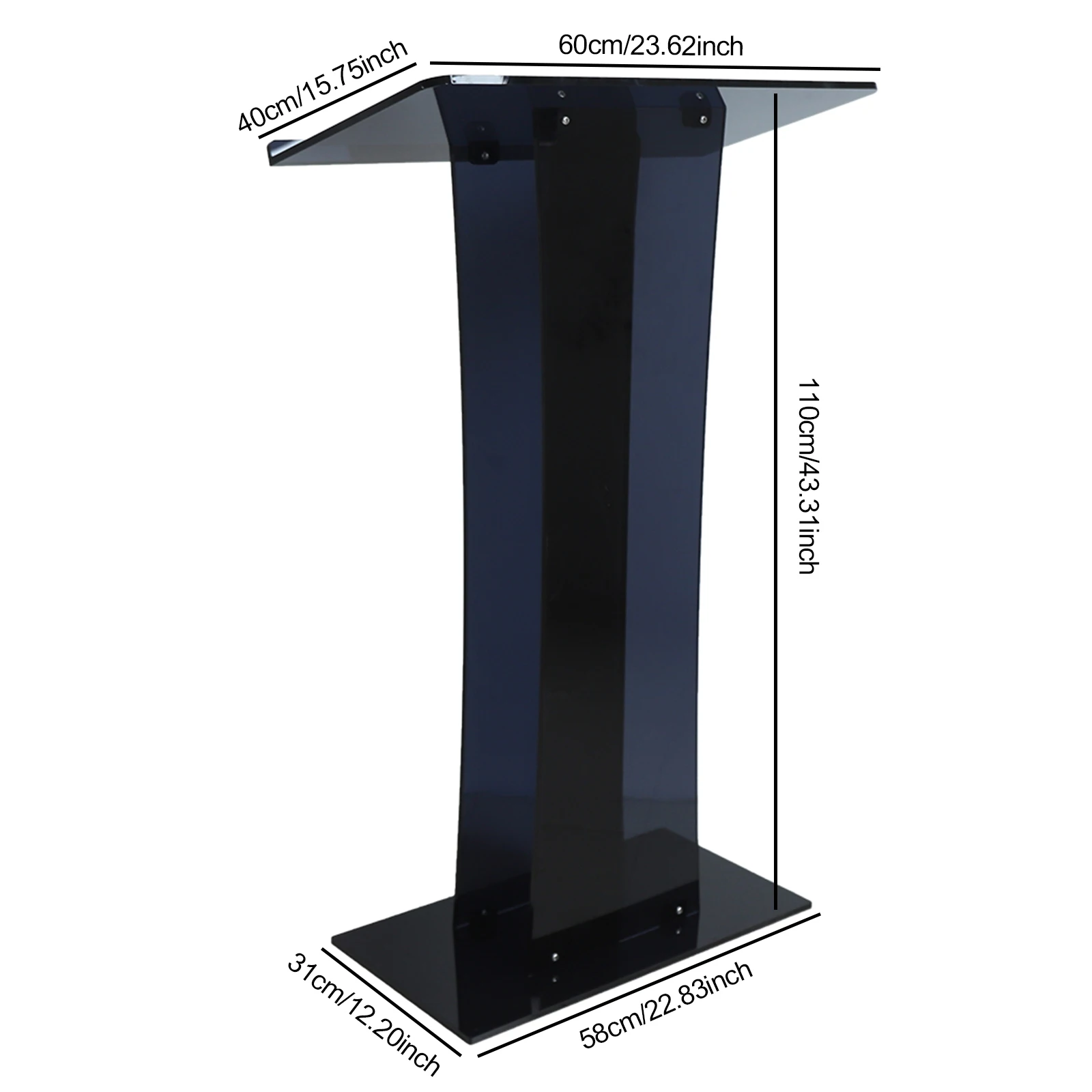 Black Lightweight, Easy To Carry, Slim Transparent Acrylic Podium Non-Toxic And Environmentally Friendly For Schools, Churches