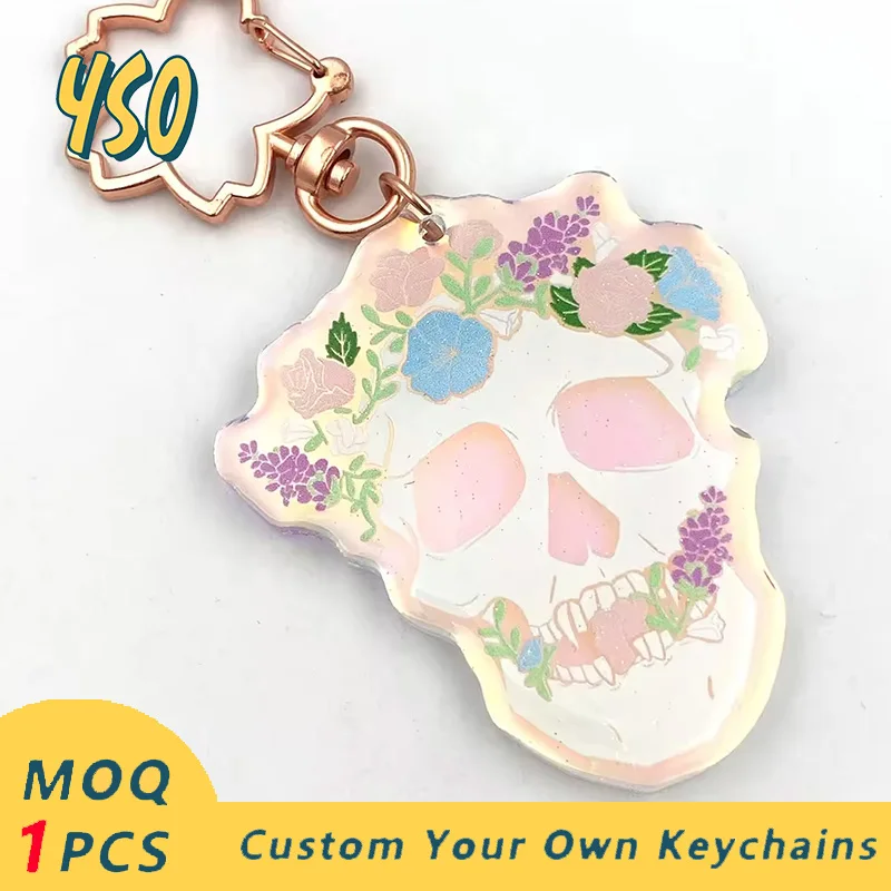 YSO CNC Diamond Cut Acrylic Round Keychain Custom Rainbow Charms