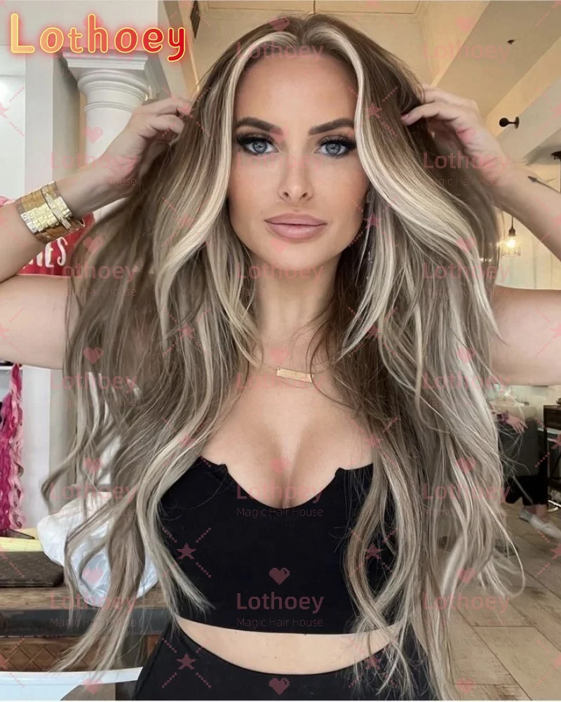 High Quality Brown Mix Light Blonde Wig Body Wavy  Lace Front Wig Glueless Wig Soft Wig for Women Lothoey