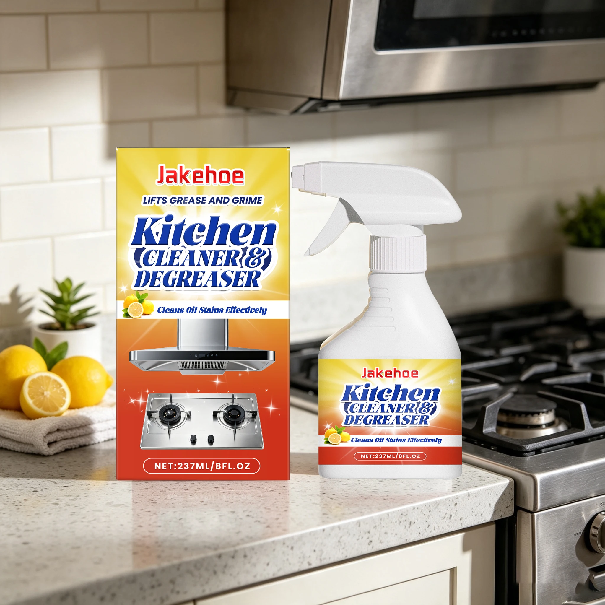 Commercial Kitchen Grease Cleaner - 237ML Keukenreiniger Spray Frisse Citroengeur Huishoudelijke