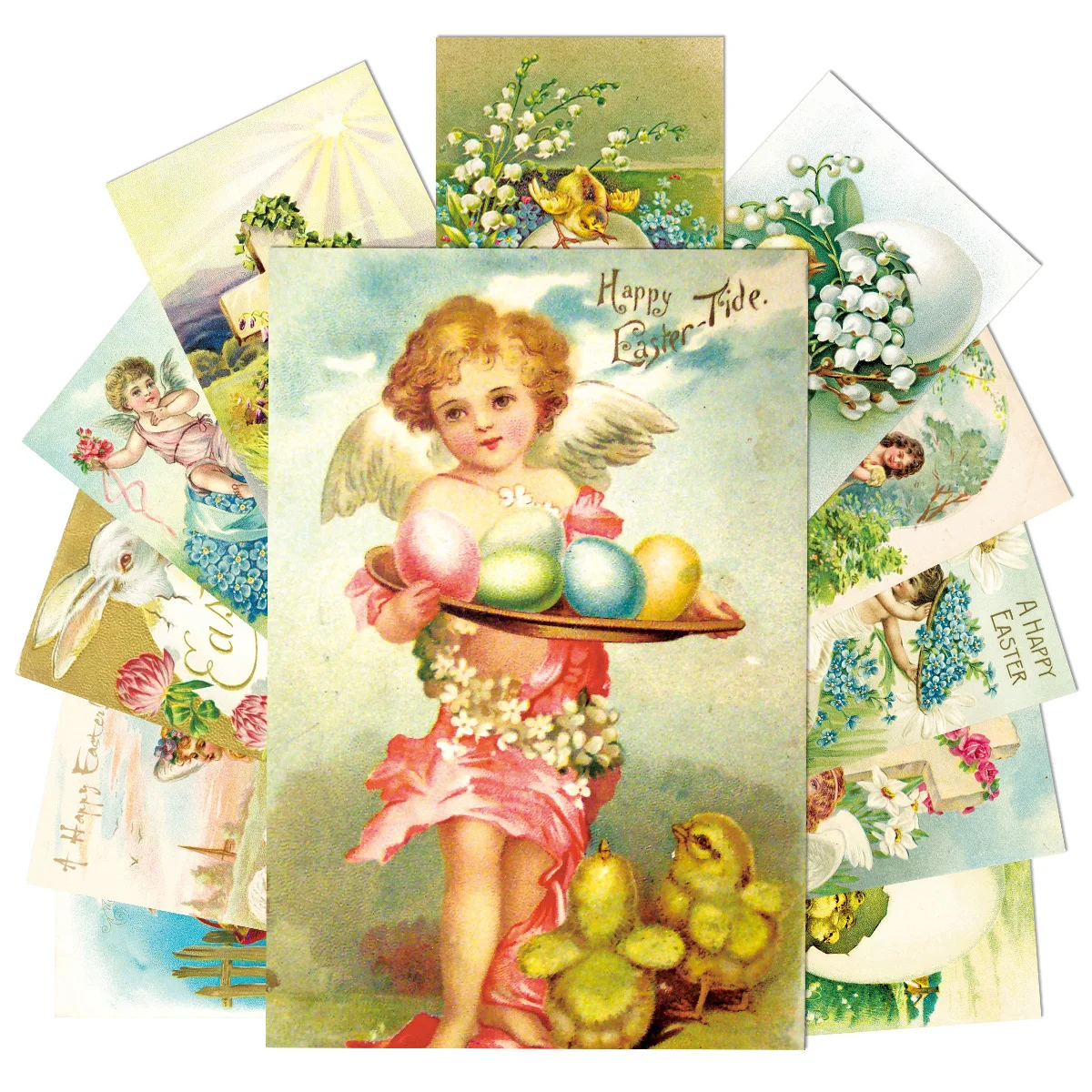 12pcs Vintage Easter Postcards,Assorted Victoria-Style Animal Printed Greeting Card without Envelope,Easter Gift Card for Friend