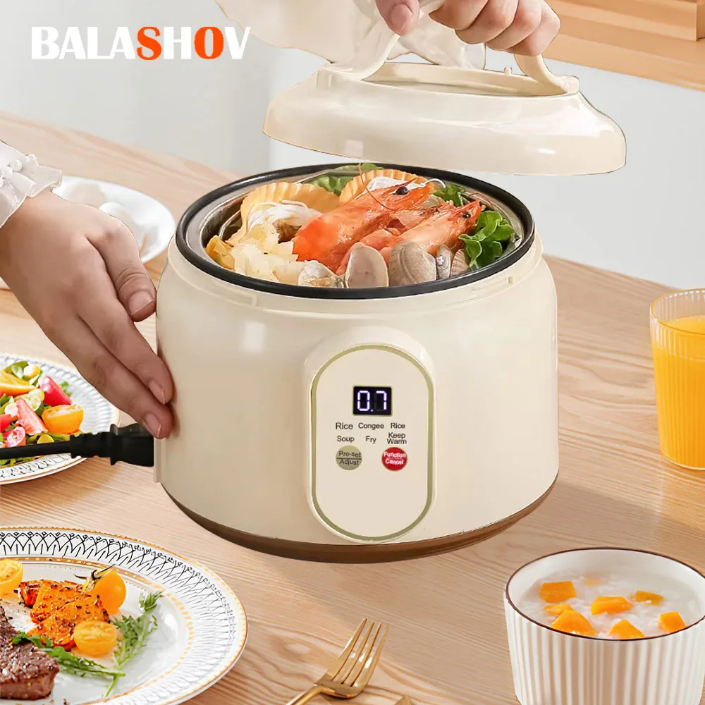 1.8L وعاء طبخ الأرز الصغير الكهربائية غير عصا عموم الأواني للطهي طباخ متعدد الوظائف 1-2 شخص الفولاذ المقاوم للصدأ بطانة الأرز الطبخ