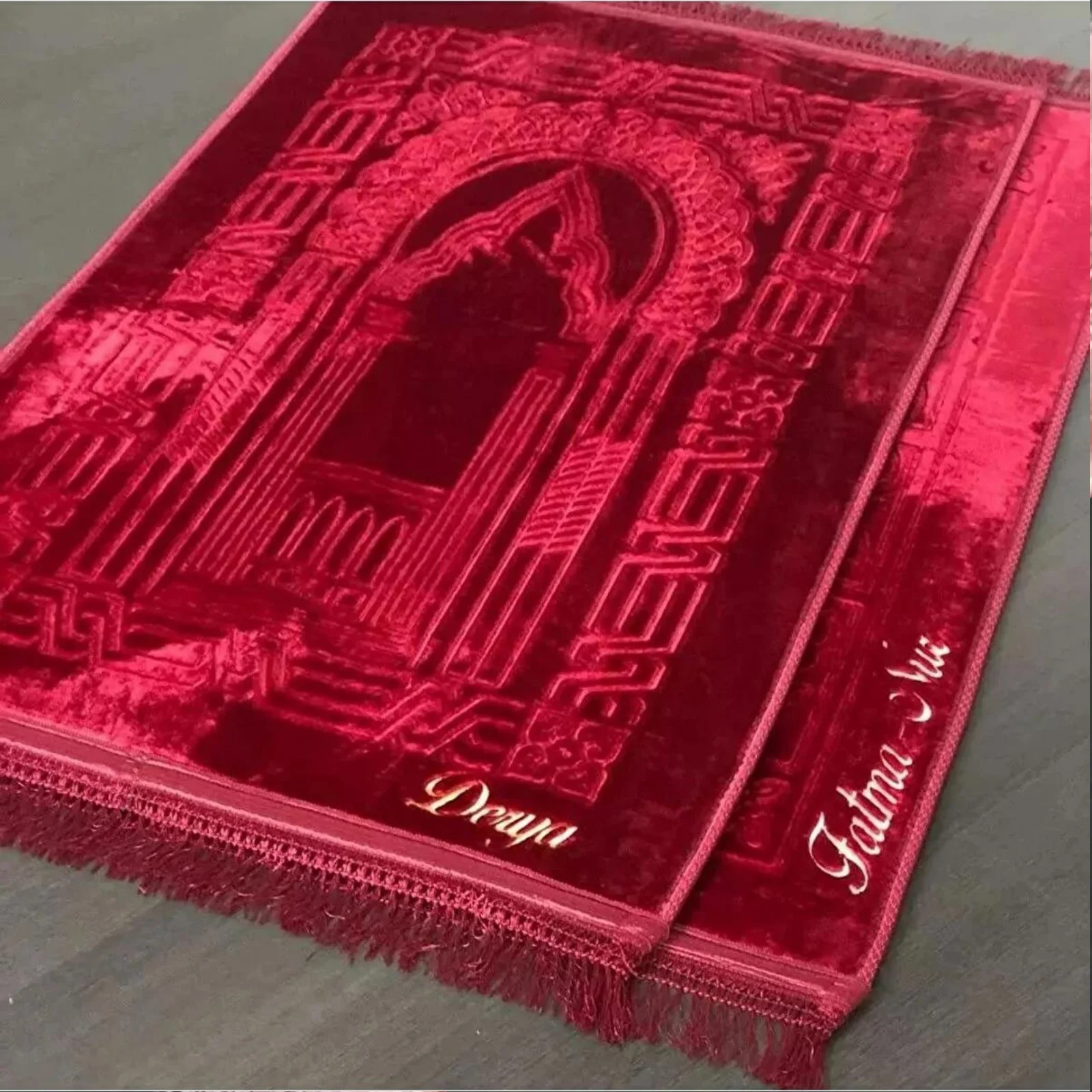 Personalized Hand Woven Prayer Rug Islamic Thick Prayer Rug Customized Muslim Gift Ramadan Eid Wedding Rug