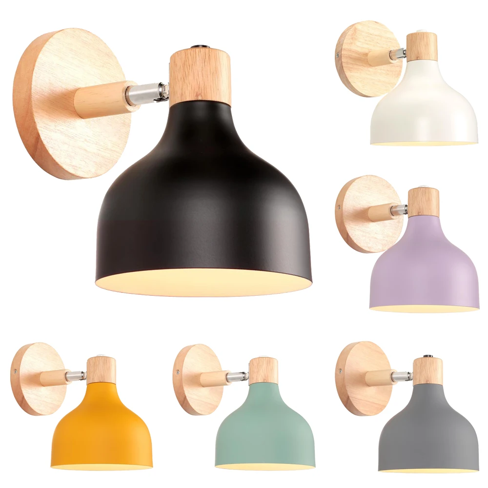 

Nordic Interior Wood Metal Wall Lamp Indoor Industrial Wall Light for Bedroom Bedside Dining Living Room Lighting Wall Sconce
